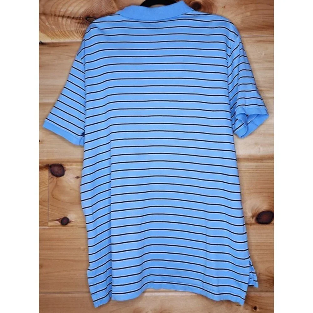 Polo Ralph Lauren Mens Size XL Blue Stripe Shirt Cotton Short Sleeve Pullover